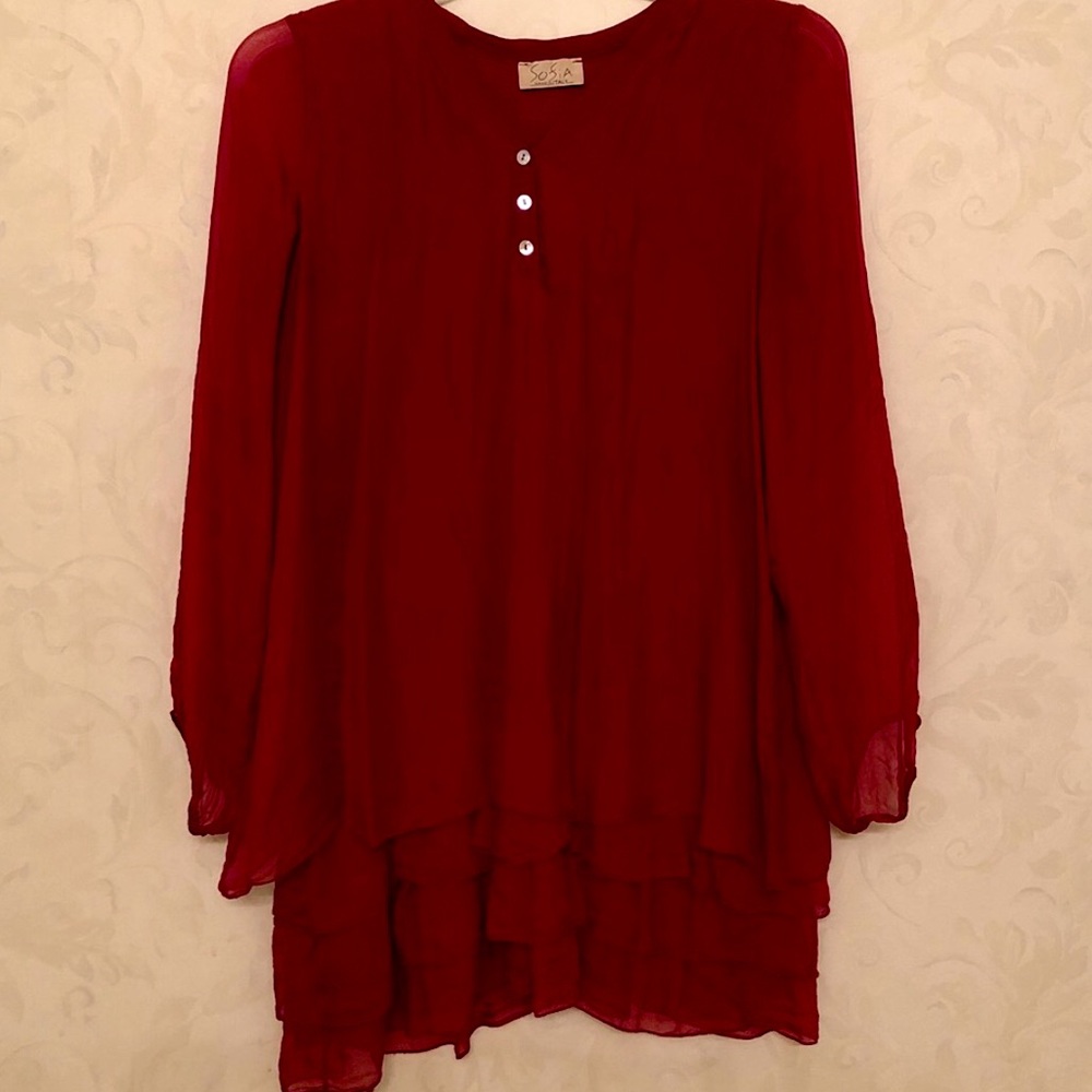 Sofia Red Silk Dress - One Size Fits All